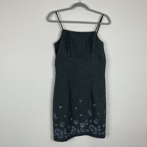 Byer Too! Y2K Gray Mini Party Evening Dress Size 9 Vintage Embroidered - Picture 1 of 6
